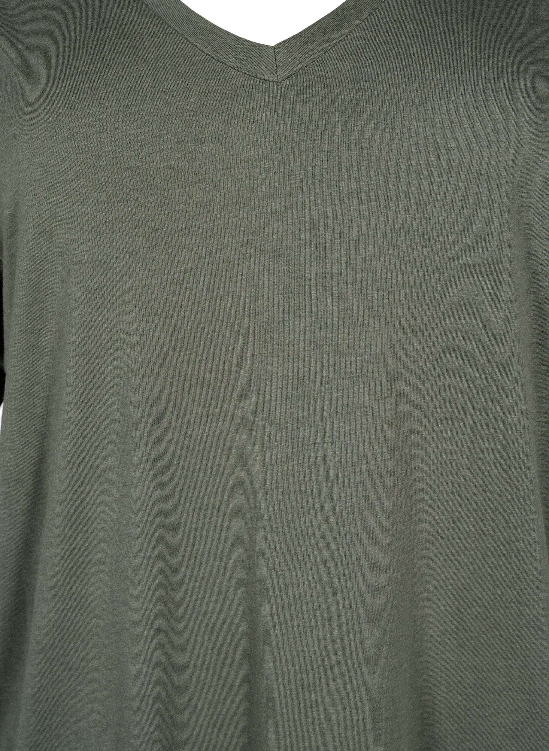 Zizzi Yksiv&auml;rinen oversize t-paita v-p&auml;&auml;ntiell&auml;, Vihre&auml;, Packshot image number 2