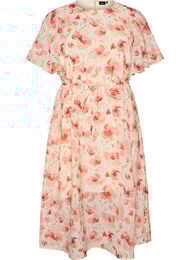 Nilkkapituinen mekko, jossa on hulmuavat hihat ja solmittava vy&ouml;t&auml;r&ouml;, Vaaleanpunainen