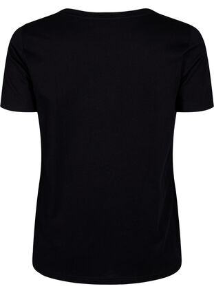 Kuvioitu puuvillainen T-paita, Black w. Flower, Packshot image number 1