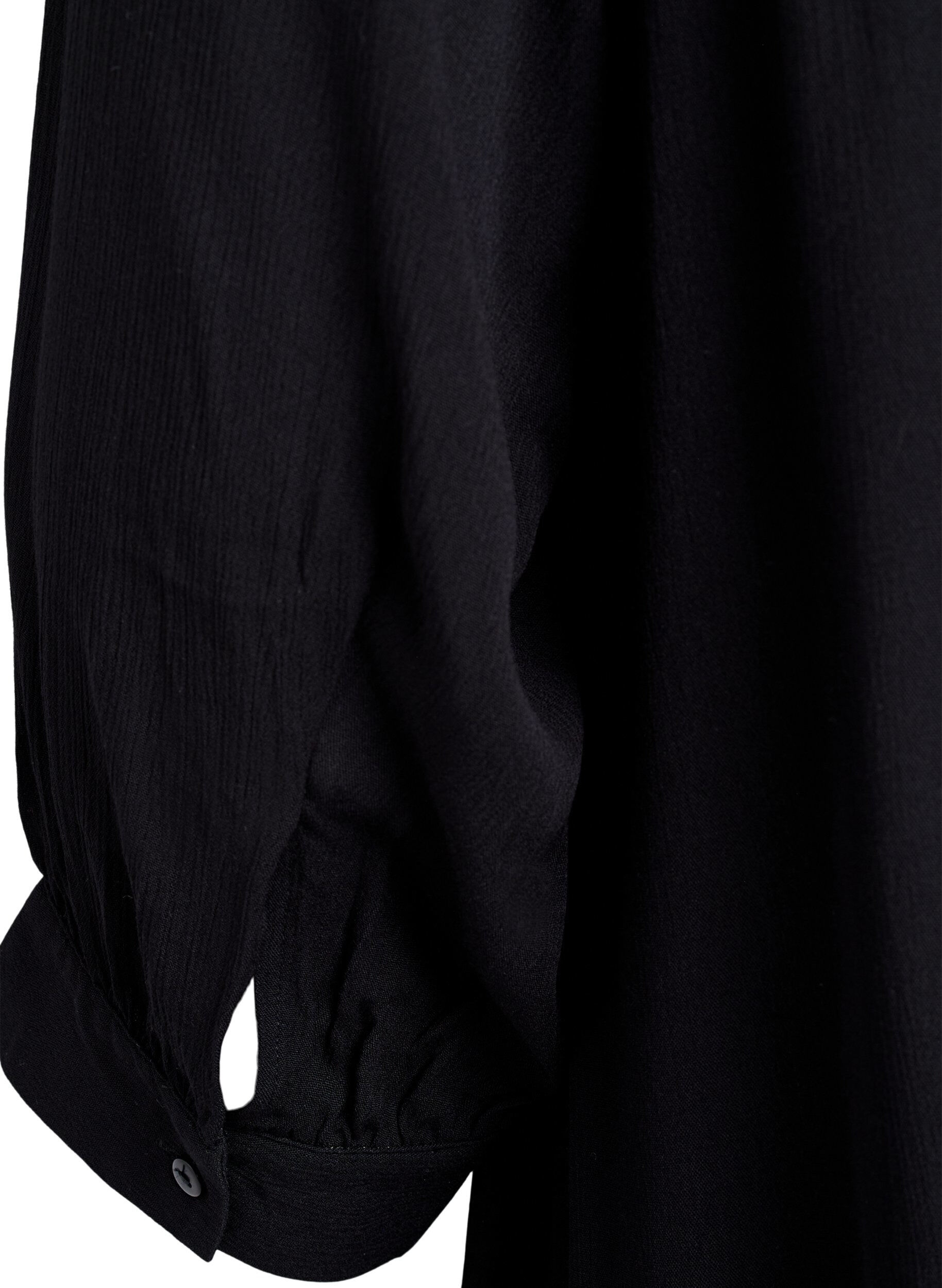 Zizzi 3/4-hihoilla varustettu A-linjainen tunika, Musta, Packshot image number 3