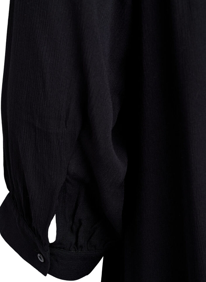 3/4-hihoilla varustettu A-linjainen tunika, Musta, Packshot image number 3