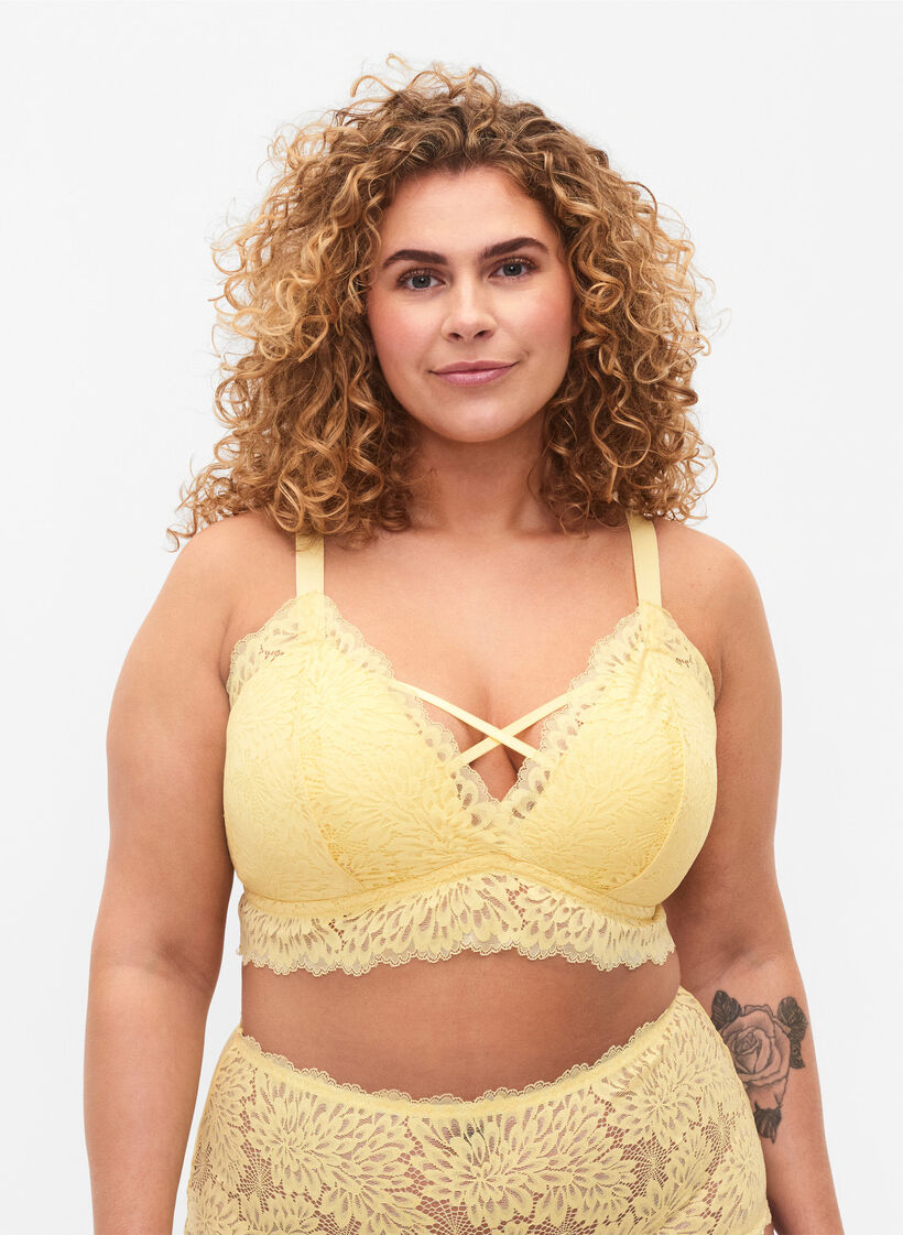 Bralette nauhayksityiskohdalla ja pehmeällä toppauksella, Pale Banana ASS, Model image number 0