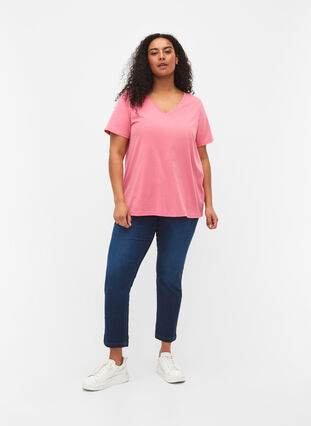 Lyhythihainen t-paita v-pääntiellä, Bubblegum Pink, Model image number 1
