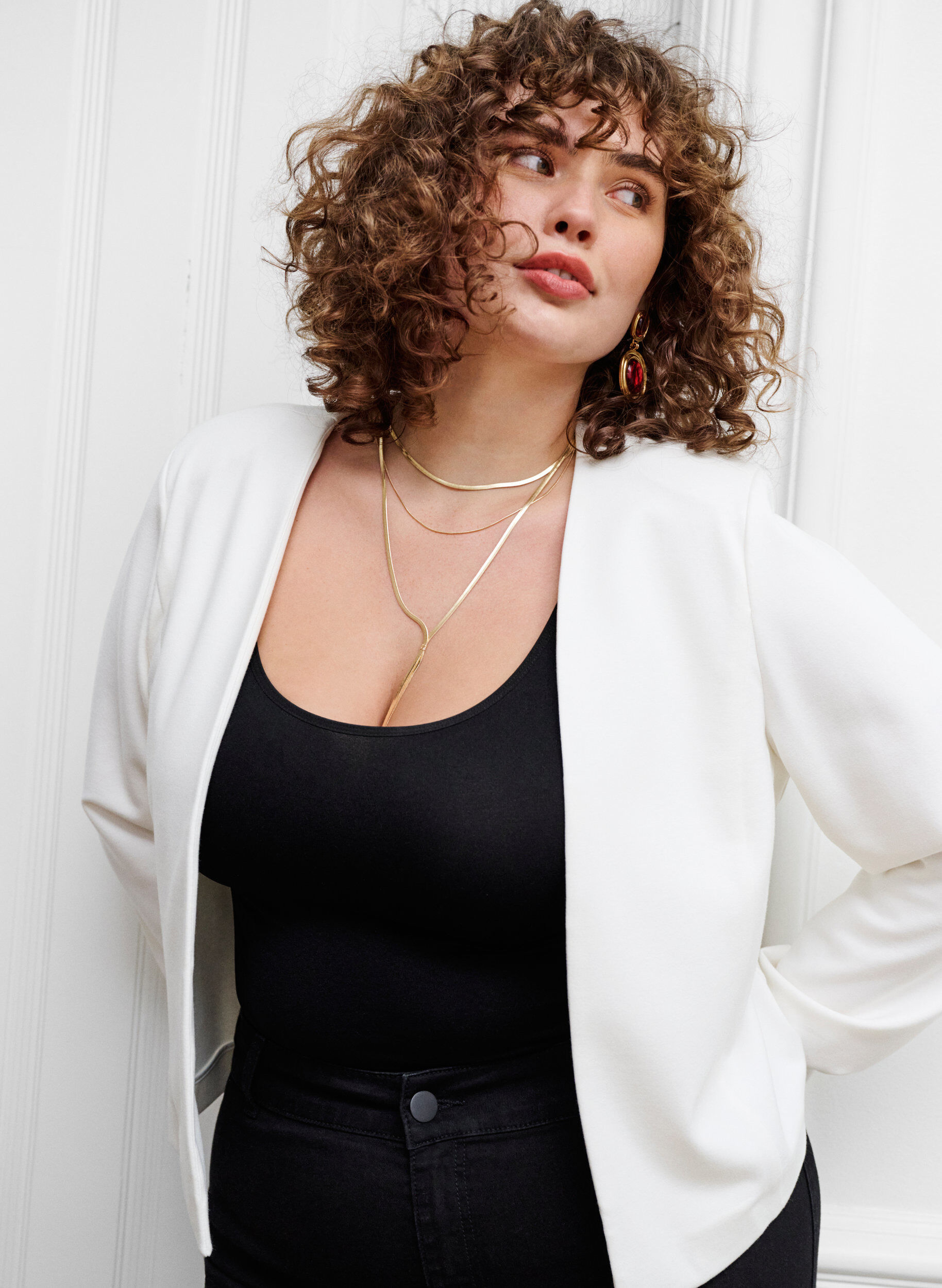 Zizzi Lyhyt bleiseri ilman kiinnityst&auml;, Cloud Dancer, Image image number 0