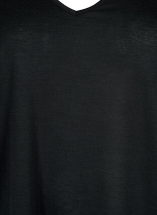 Lyhythihainen pusero pitsillä ja v-pääntiellä, Black, Packshot image number 2