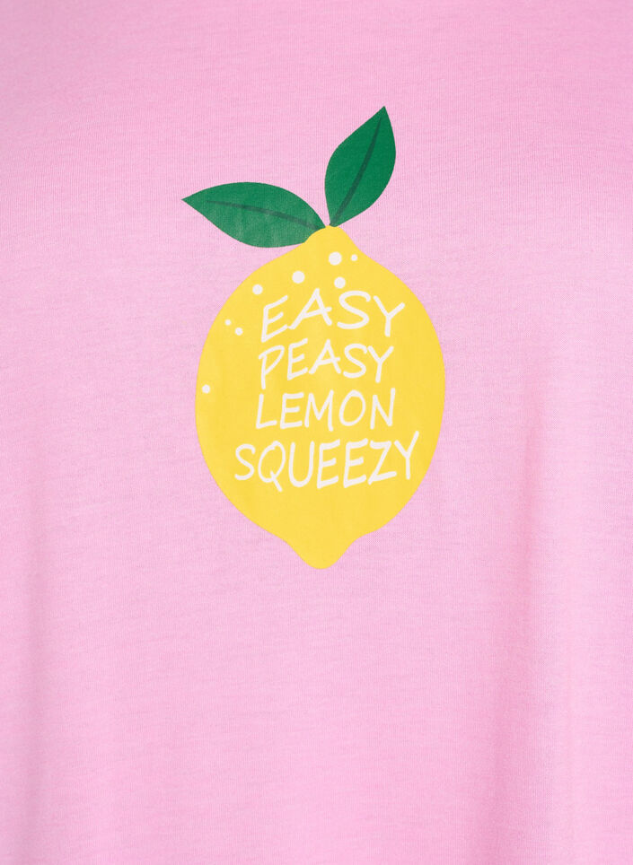 Lyhythihainen y&ouml;paita tekstipainatuksella, Vaaleanpunainen, Packshot image number 2