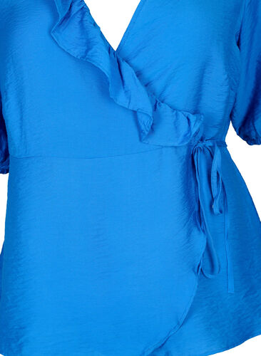 Viskoosinen kietaisupusero, jossa on 1/2 pituiset hihat., Olympian Blue, Packshot image number 2