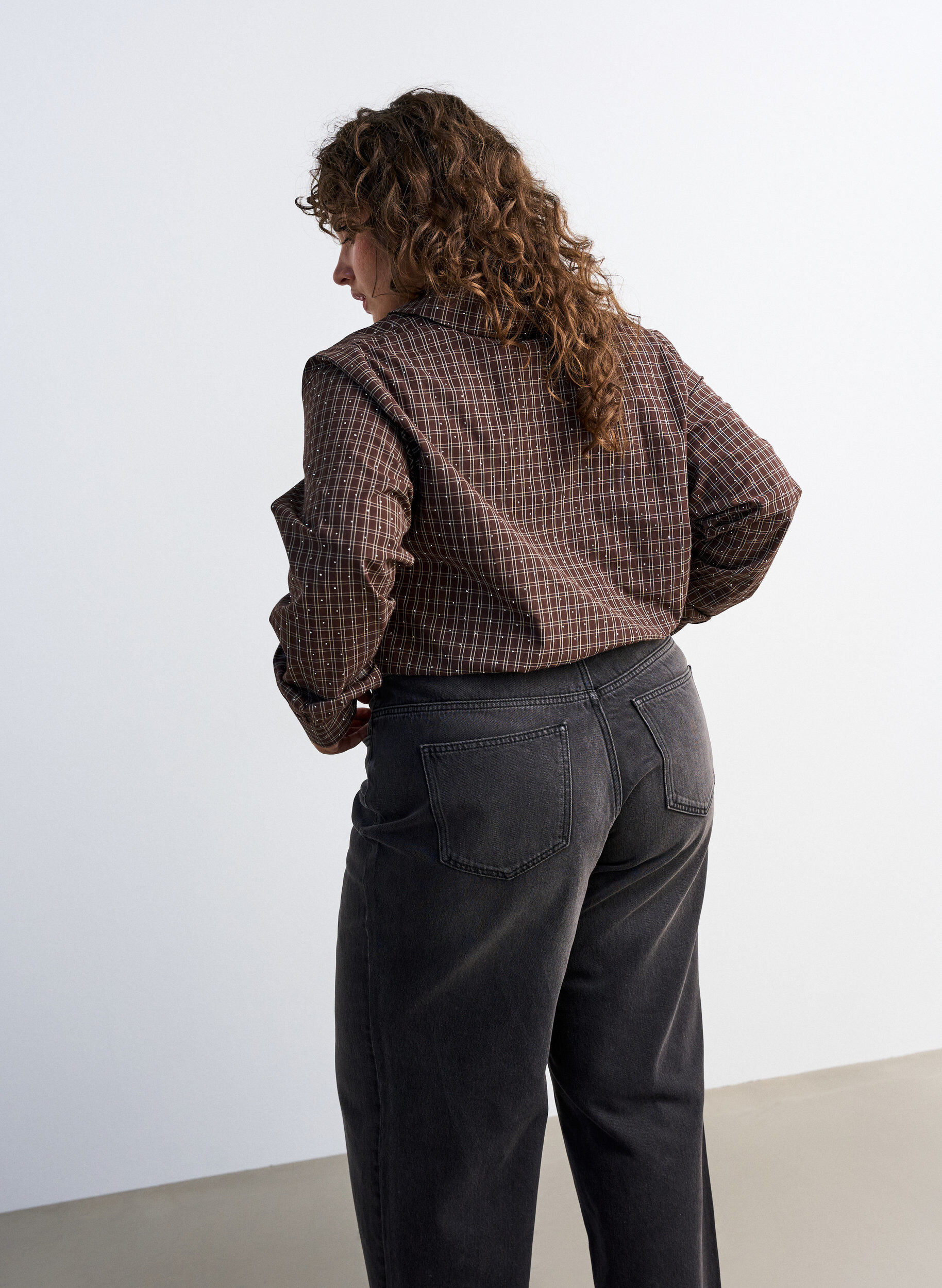 ZizziRuudullinen paita strasseilla, Ruskea, Model image number 2