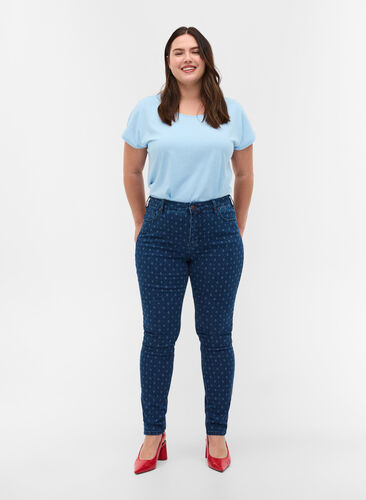 Super slim Amy-farkut printillä, Dark blue, Model image number 0