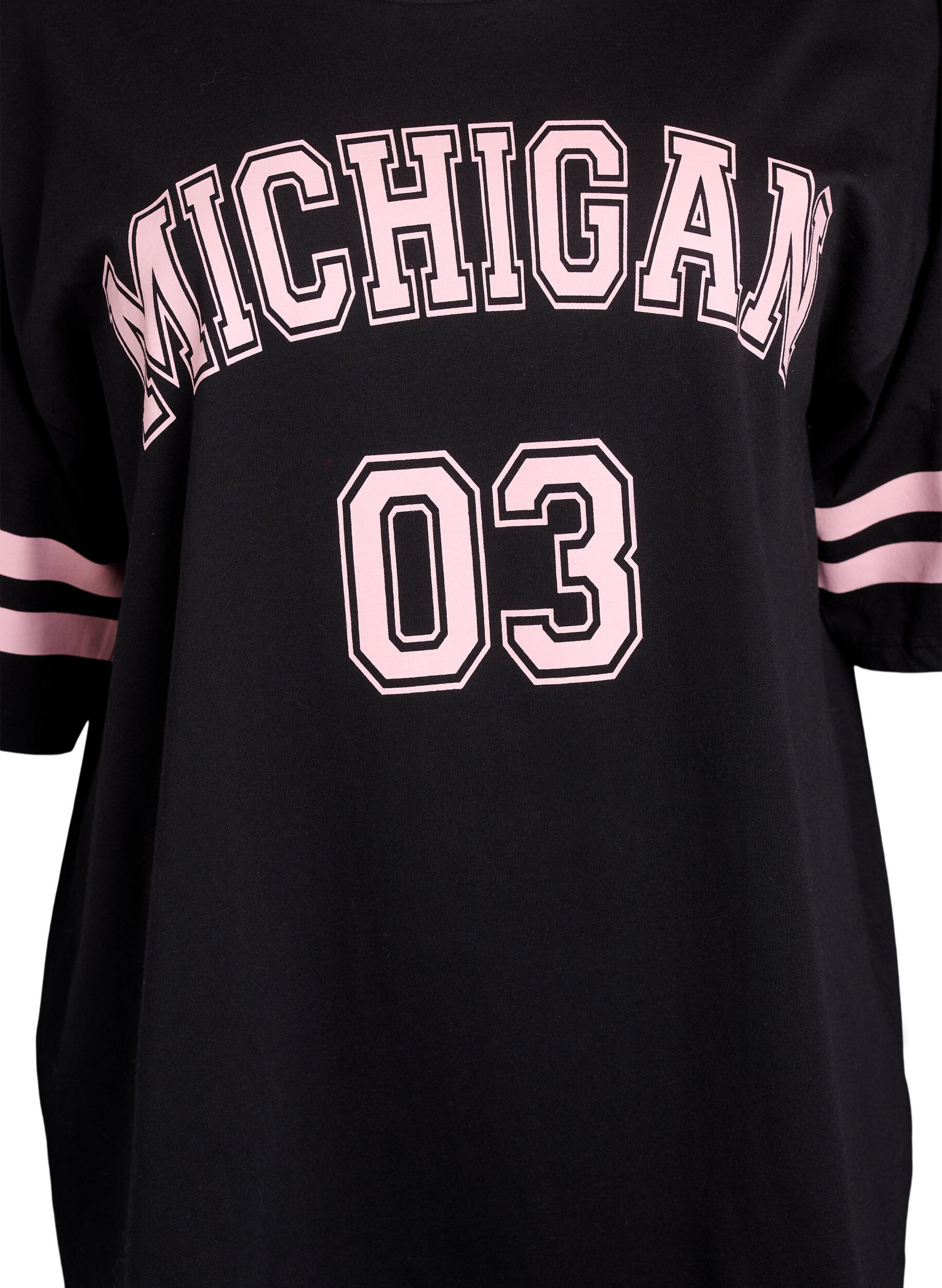 Zizzi Sporttinen oversize-kokoinen college-T-paita, Musta, Packshot image number 2