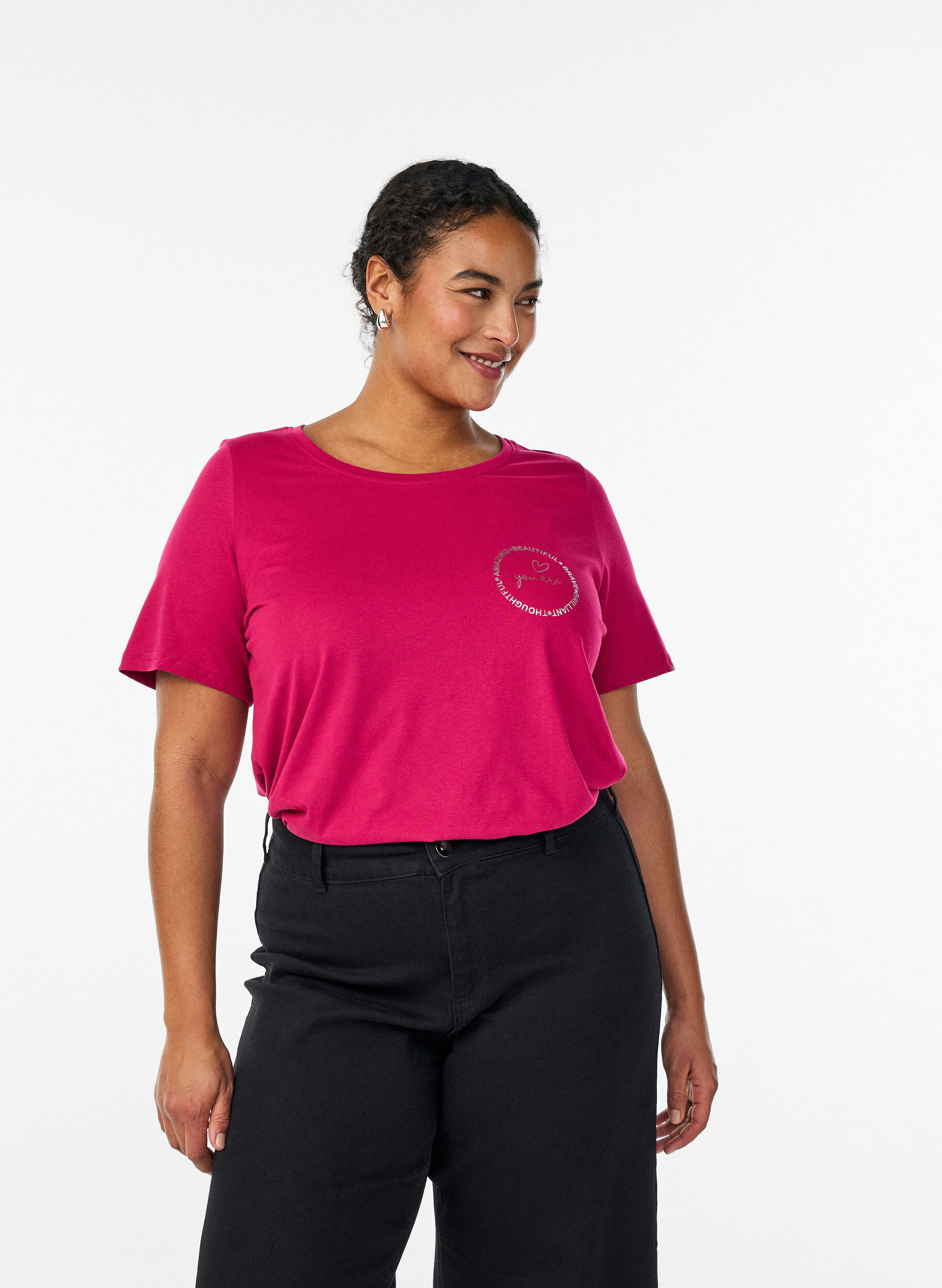 Zizzi T-paita printill&auml;, Punainen, Model image number 0