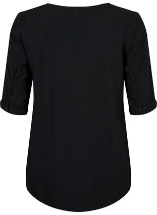 FLASH - Puuvillainen pusero puolipitkillä hihoilla, Black, Packshot image number 1