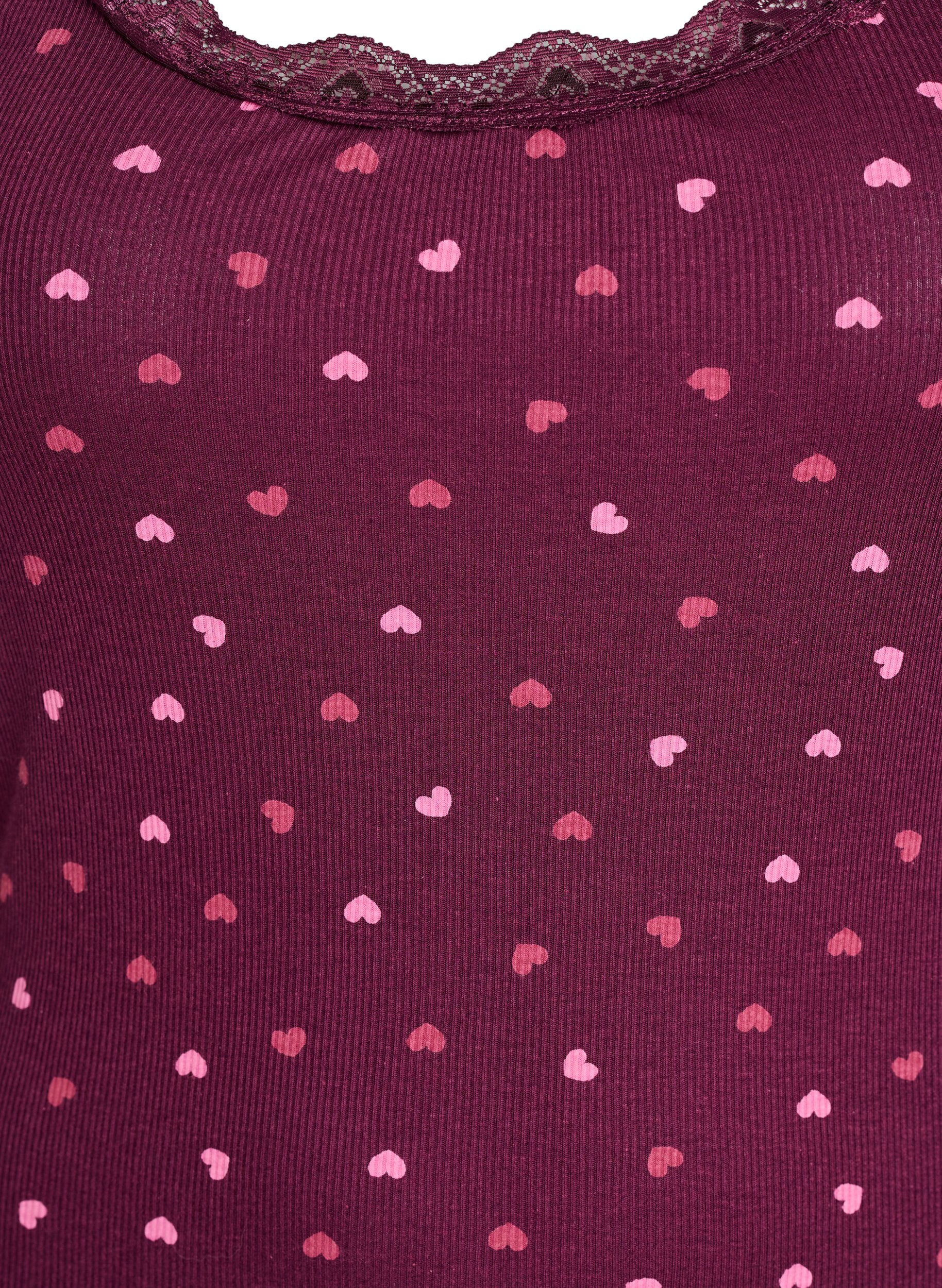 Zizzi Toppi, jossa on painatus ja pitsireunus, Tumma Bordeaux, Packshot image number 2