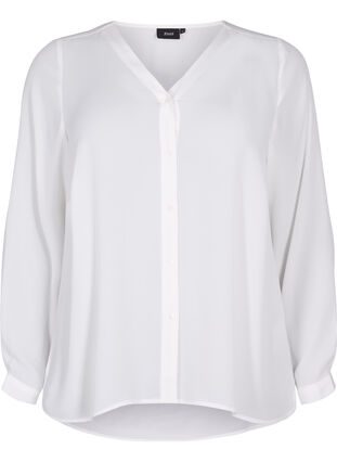 Pitkähihainen paita v-pääntiellä, Bright White, Packshot image number 0