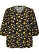 Kuviollinen viskoosipusero 3/4-hihoilla, Musta, Packshot image number 0