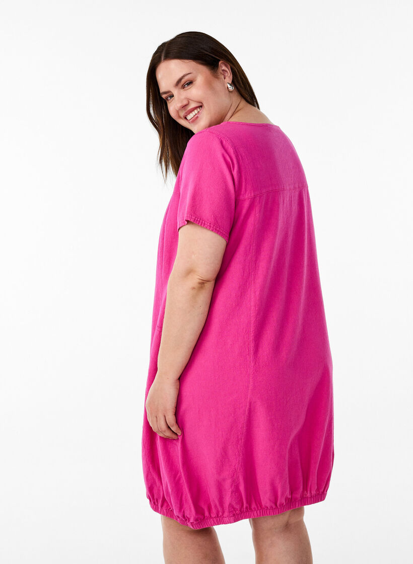 Lyhythihainen puuvillamekko , Vaaleanpunainen, Model image number 2