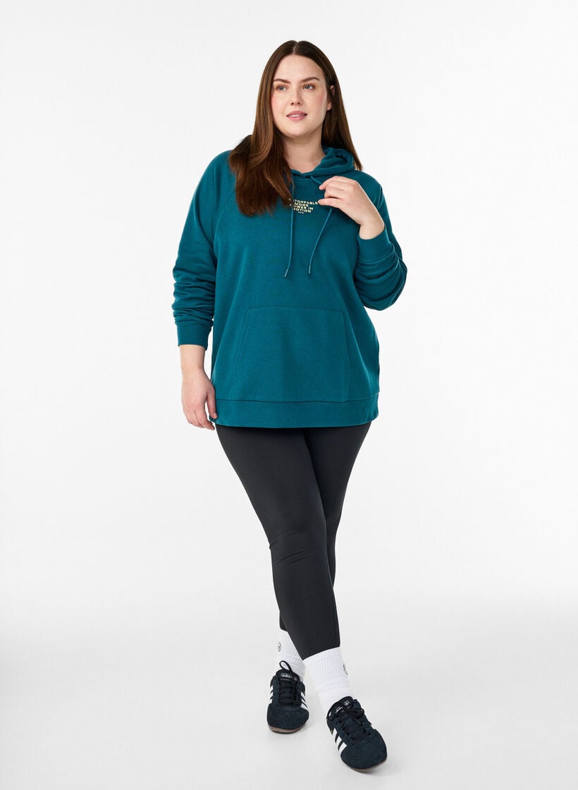 Huppari kirjailulla etumotiivilla, Vihre&auml;, Model image number 1
