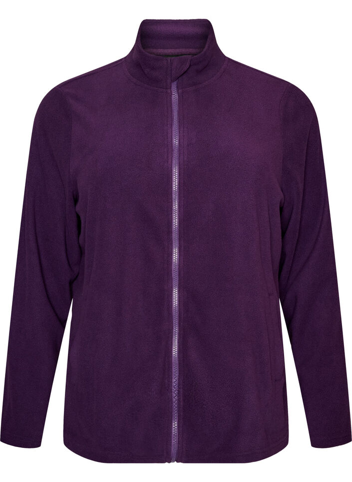 Fleecetoppi vetoketjulla ja korkealla kauluksella, Violetti, Packshot image number 0