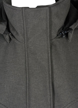 Pitkä hupullinen softshell-takki, Dark Grey Melange, Packshot image number 2