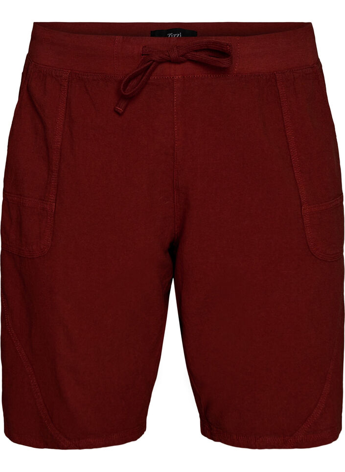 V&auml;lj&auml;t puuvillashortsit taskuilla, Punainen, Packshot image number 0