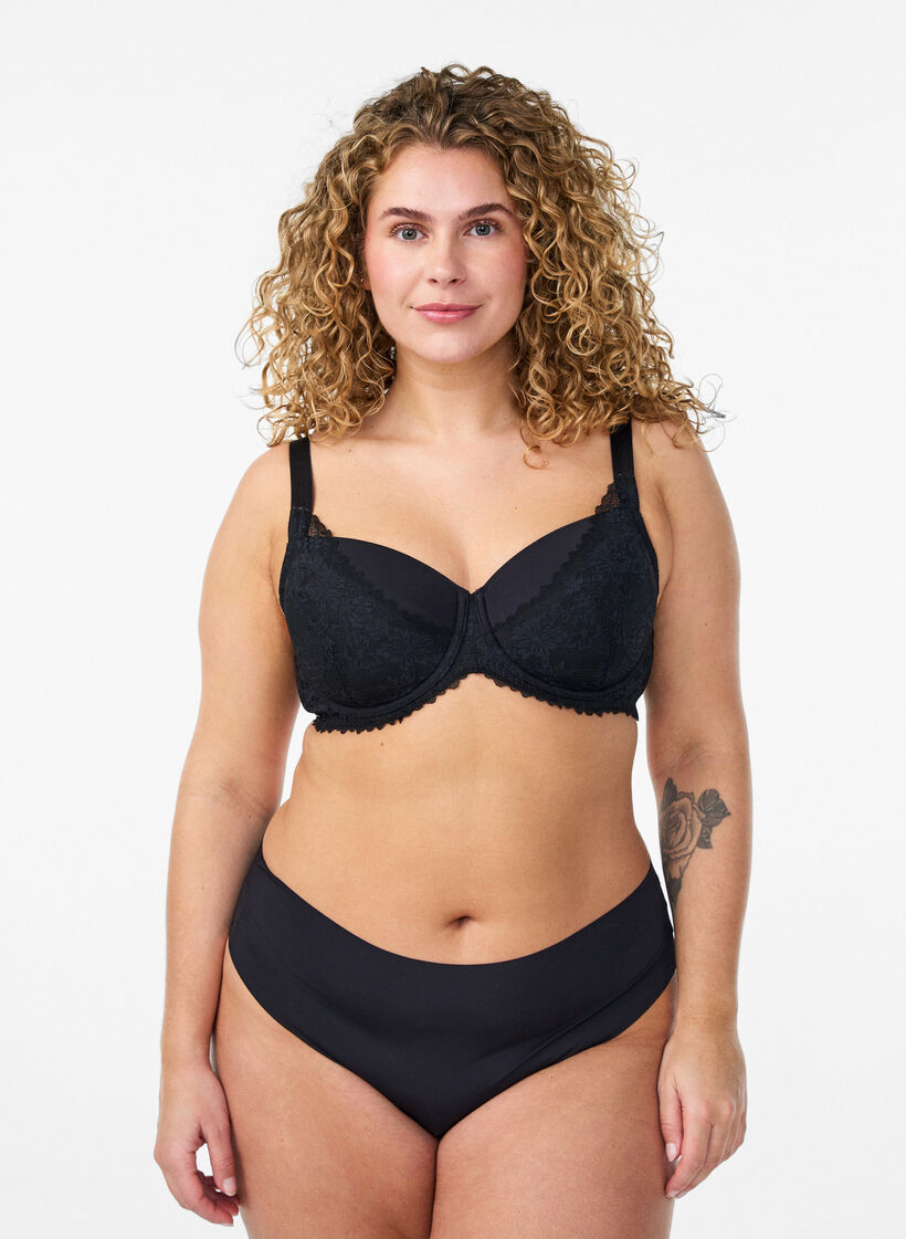 Topatut rintaliivit pitsill&auml;, Musta, Model image number 1