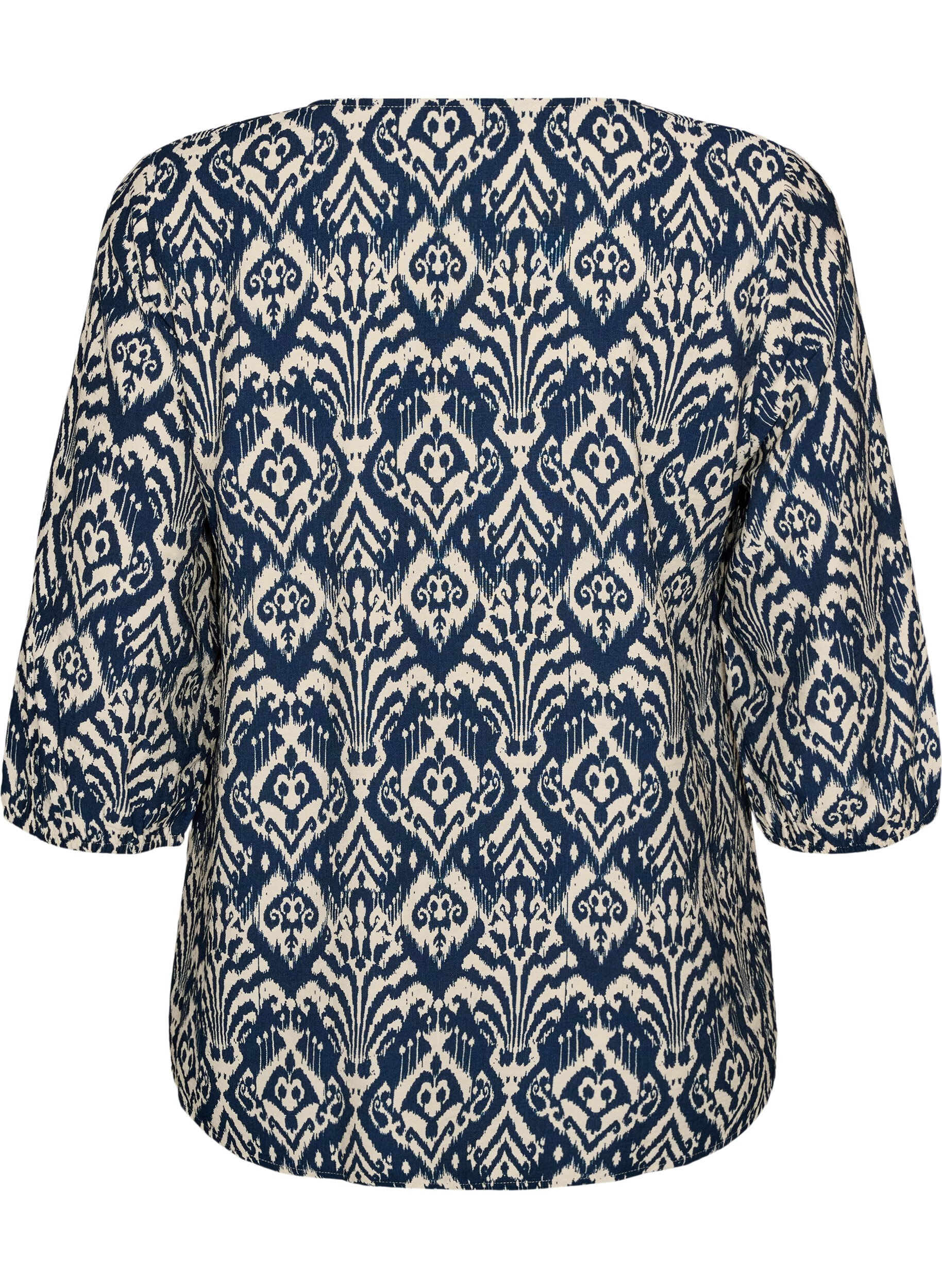 ZizziKuviollinen viskoosipusero 3/4-hihoilla, Sininen, Packshot image number 1
