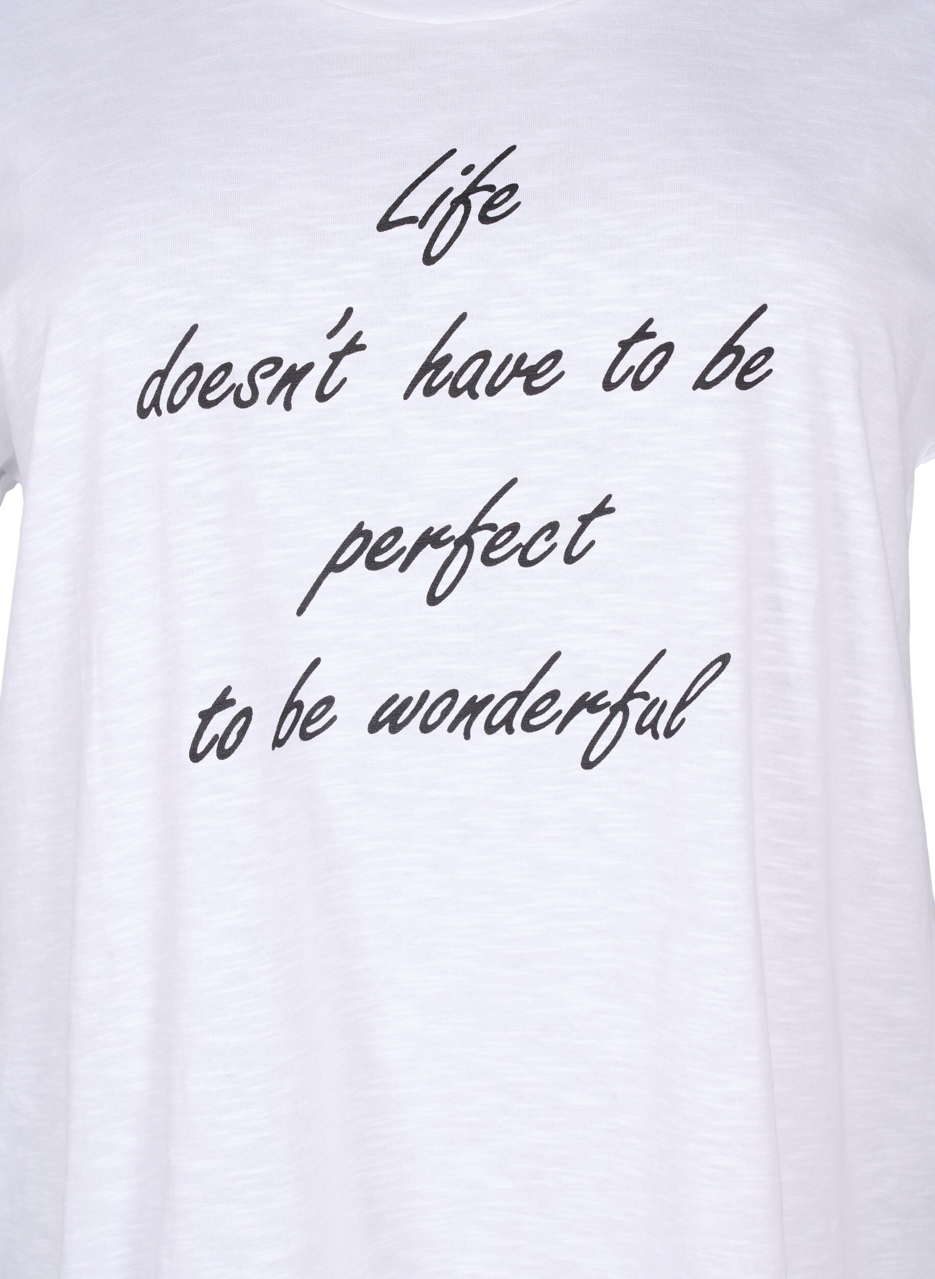 Zizzi Ekologisesta puuvillasta valmistettu t-paita painatuksella, B. White Black Print, Packshot image number 2