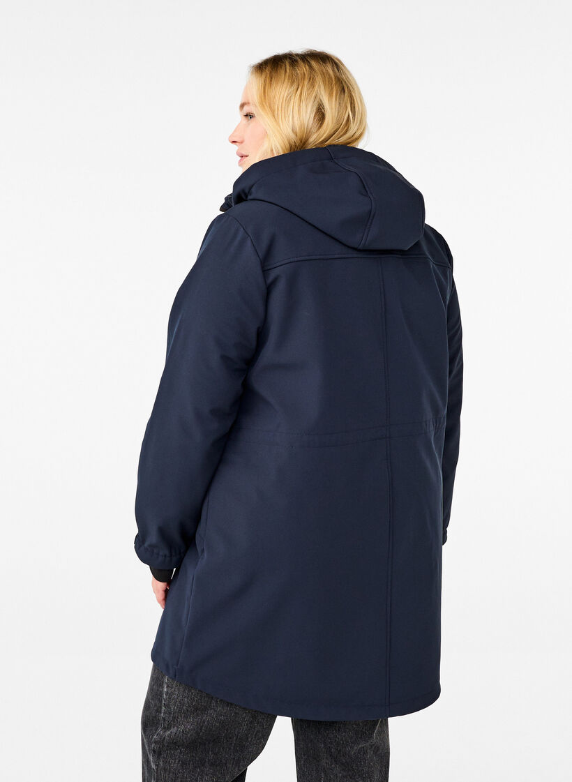 Softshell-takki irroitettavalla hupulla, Sininen, Model image number 2