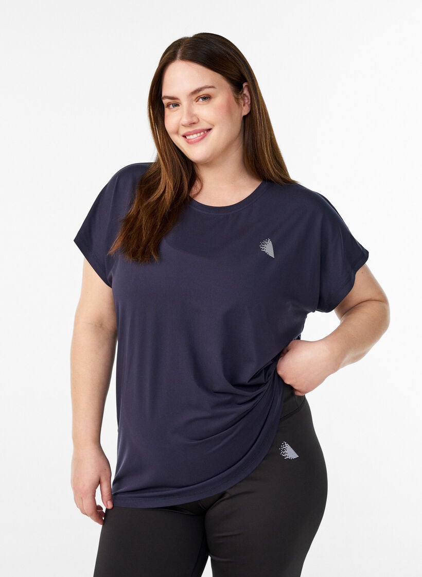 Yksiv&auml;rinen treeni-T-paita, Sininen, Model image number 0