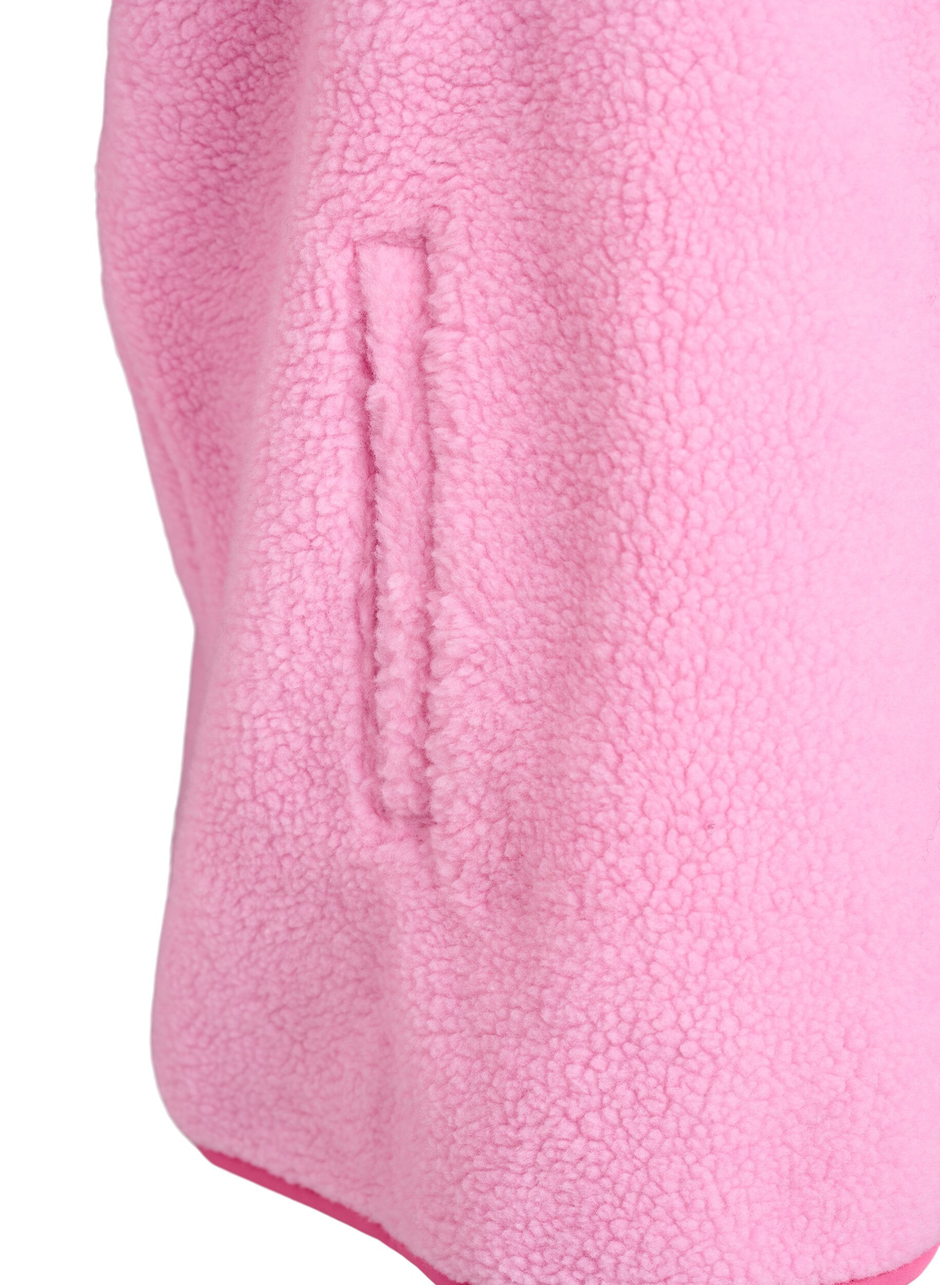 Zizzi Teddy fleece -liivi vetoketjulla ja kontrastiyksityiskohdilla, Vaaleanpunainen, Packshot image number 3
