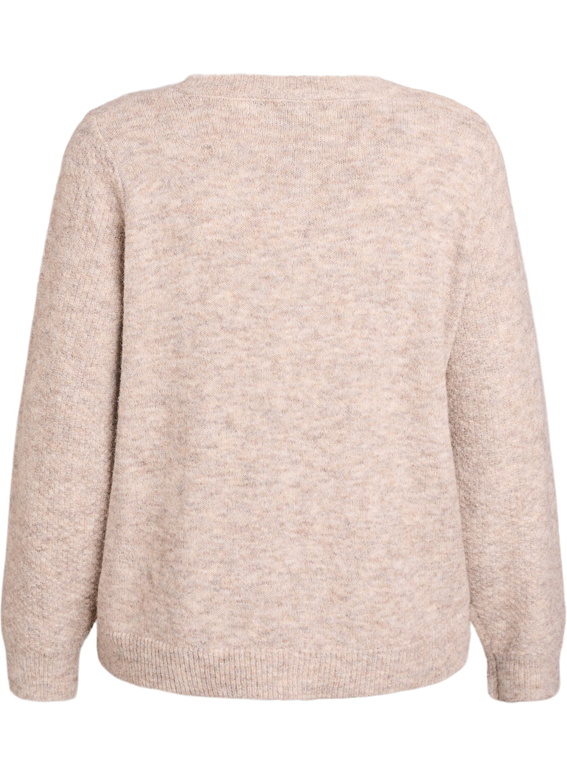ZizziNeuletakki rusetinapeilla ja avoneulekuviolla, Beige, Packshot image number 1