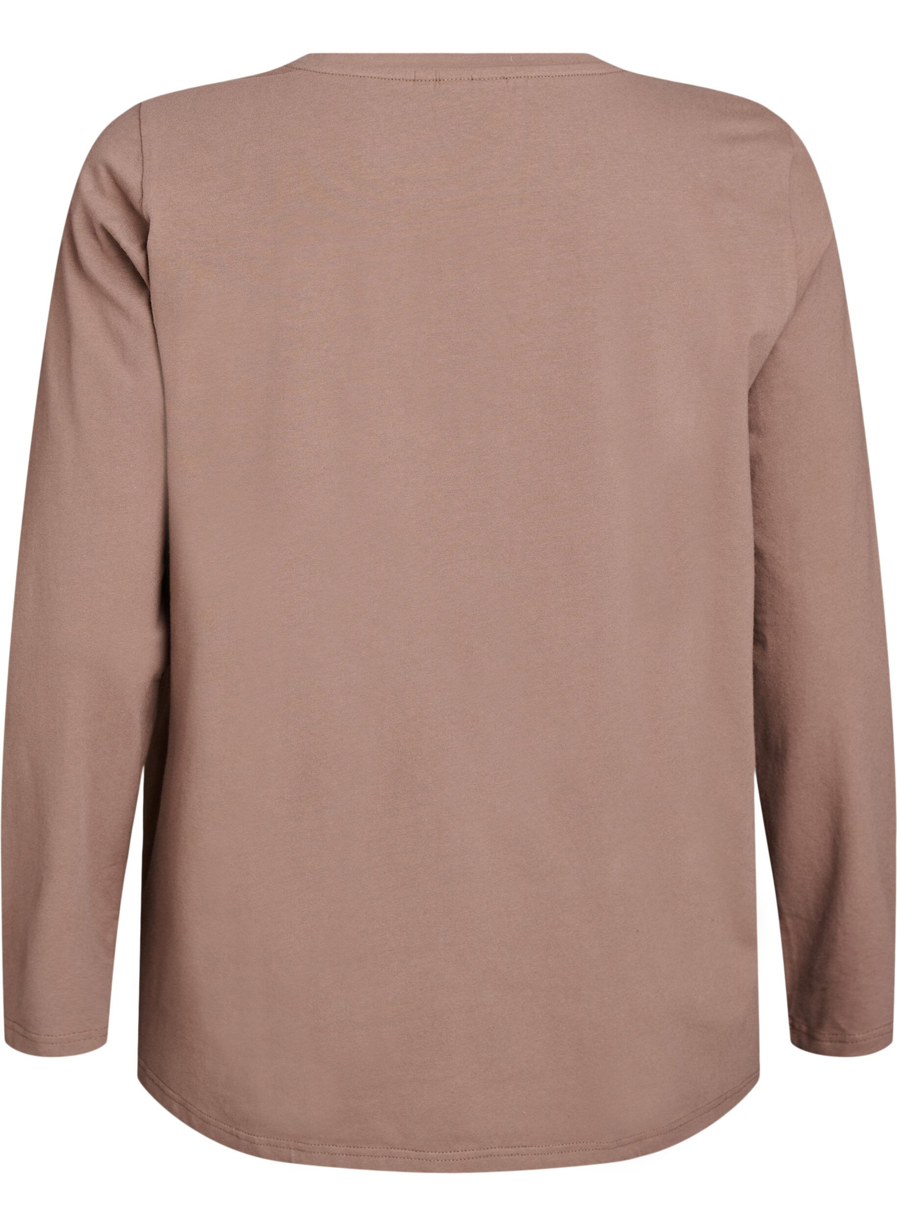 ZizziPerus jersey-paita, jossa pitk&auml;t hihat, Ruskea, Packshot image number 1