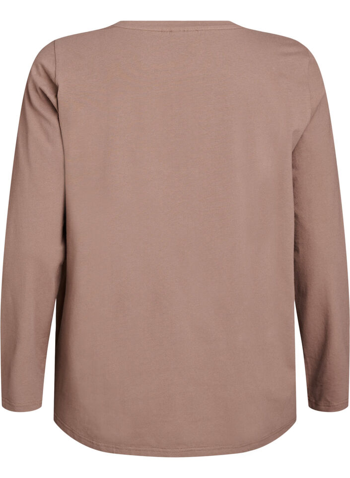 Perus jersey-paita, jossa pitk&auml;t hihat, Ruskea, Packshot image number 1
