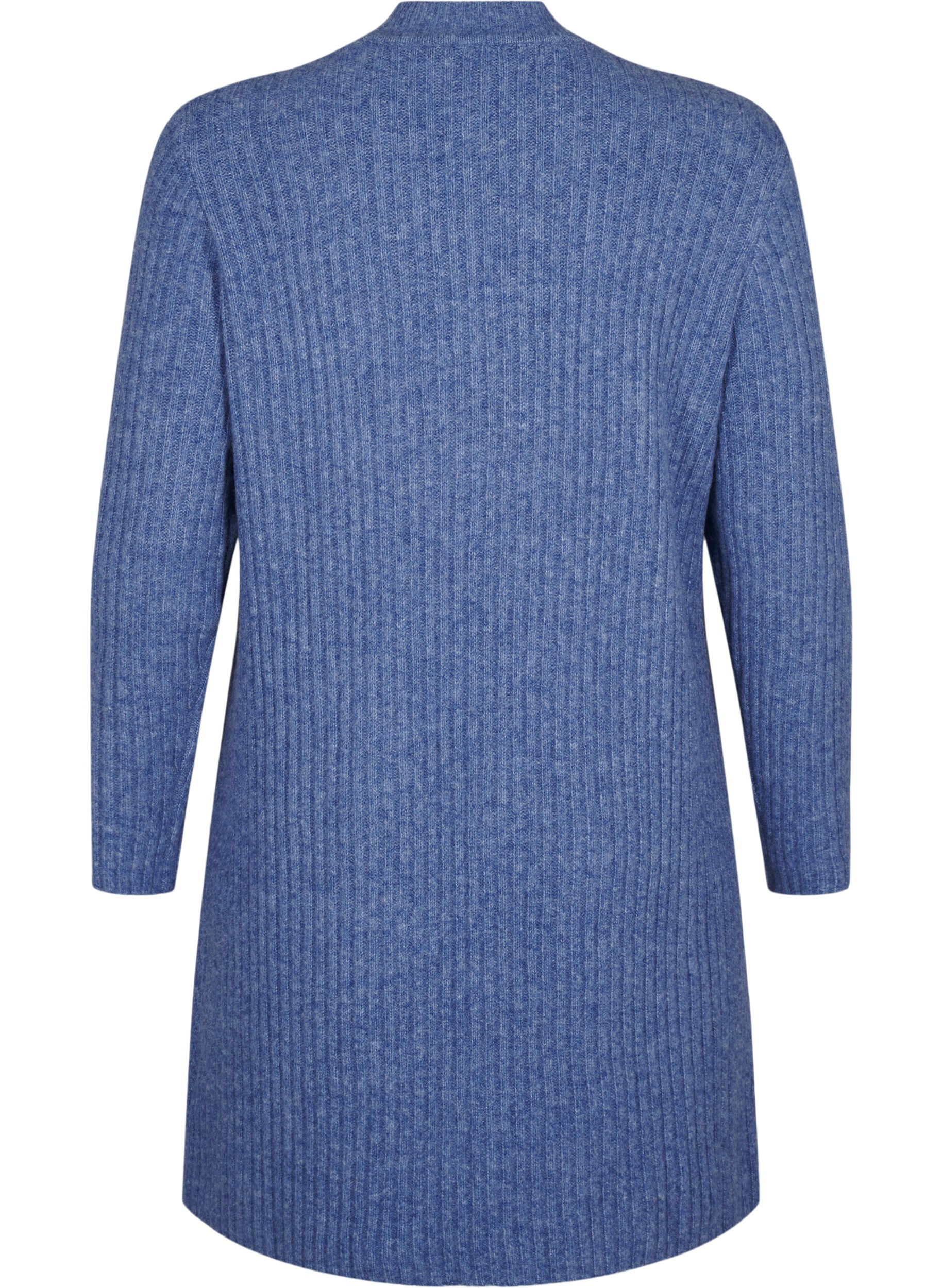 Zizzi Lyhyt ribattu mekko py&ouml;re&auml;ll&auml; p&auml;&auml;ntiell&auml;, Grey Blue Mel., Packshot image number 1