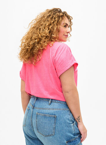 Neonvärinen puuvillainen t-paita, Neon pink, Model image number 1
