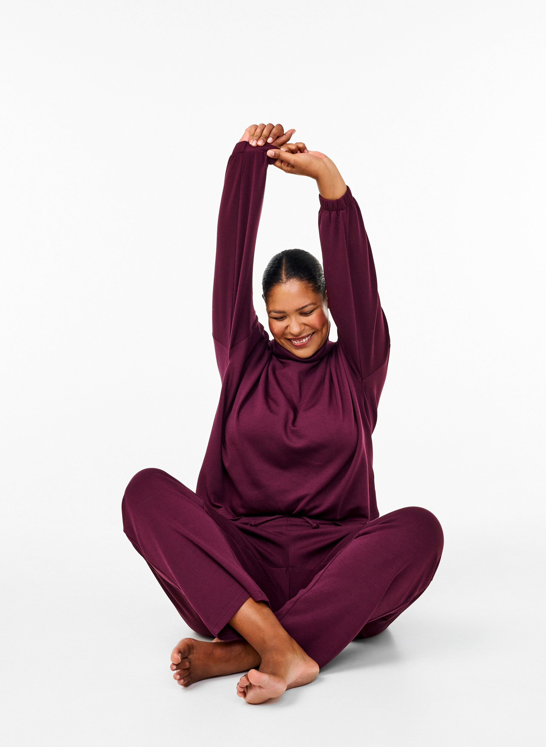 Zizzi V&auml;lj&auml;t housut modaalisekoitteesta, Punainen, Image image number 0