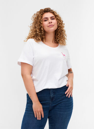 T-paita printillä, White Flamingo, Model image number 0
