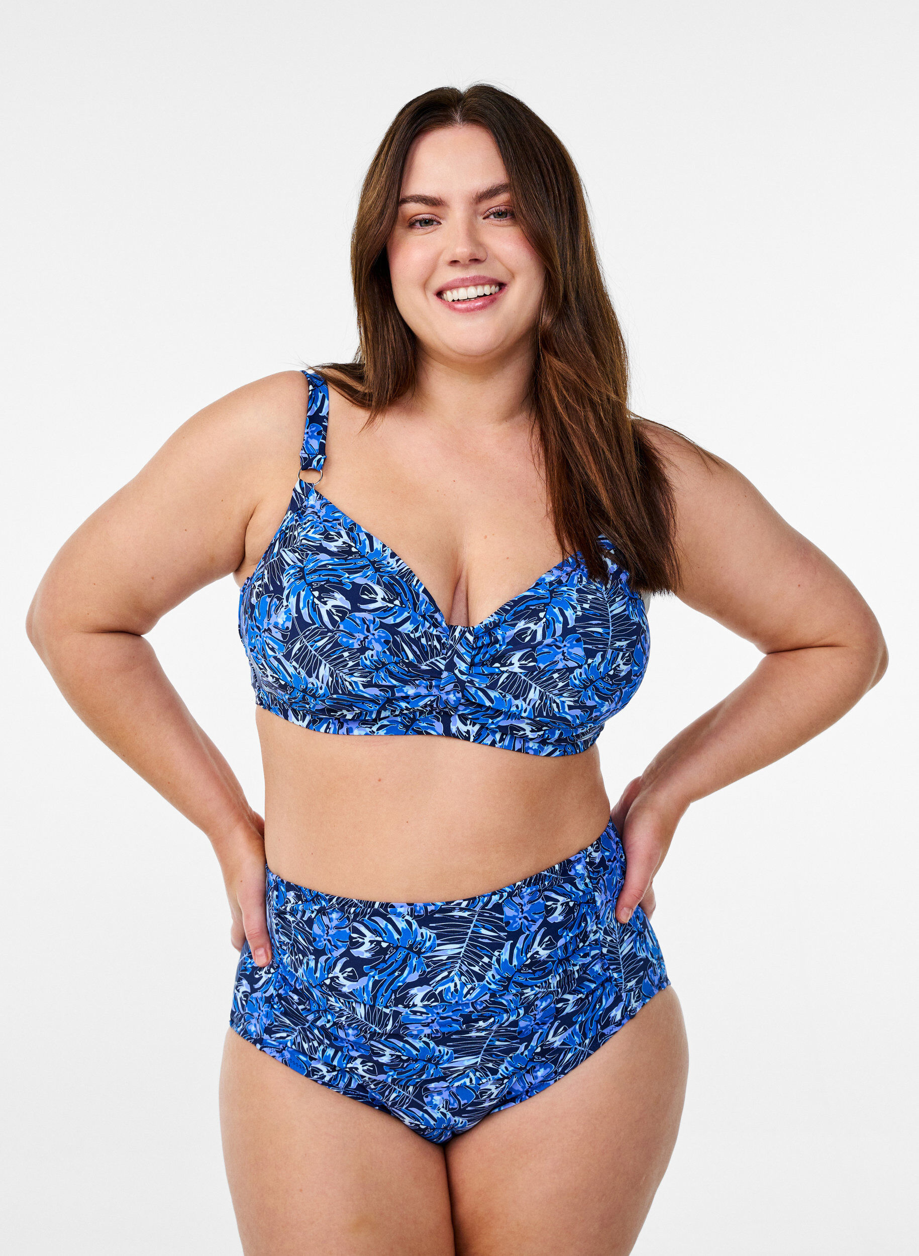 ZizziKaarituelliset bikiniyl&auml;osa kuosilla, Sininen, Model image number 1