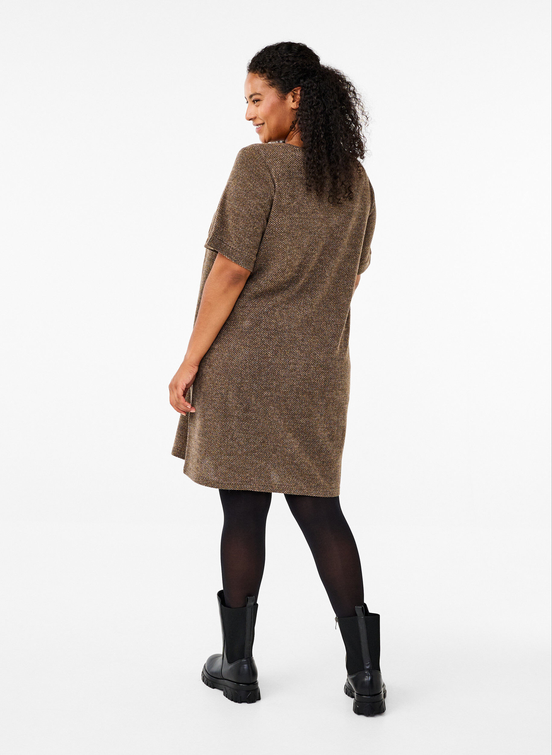 Zizzi T-paitamekko lyhyill&auml; hihoilla, Caribou, Model image number 1