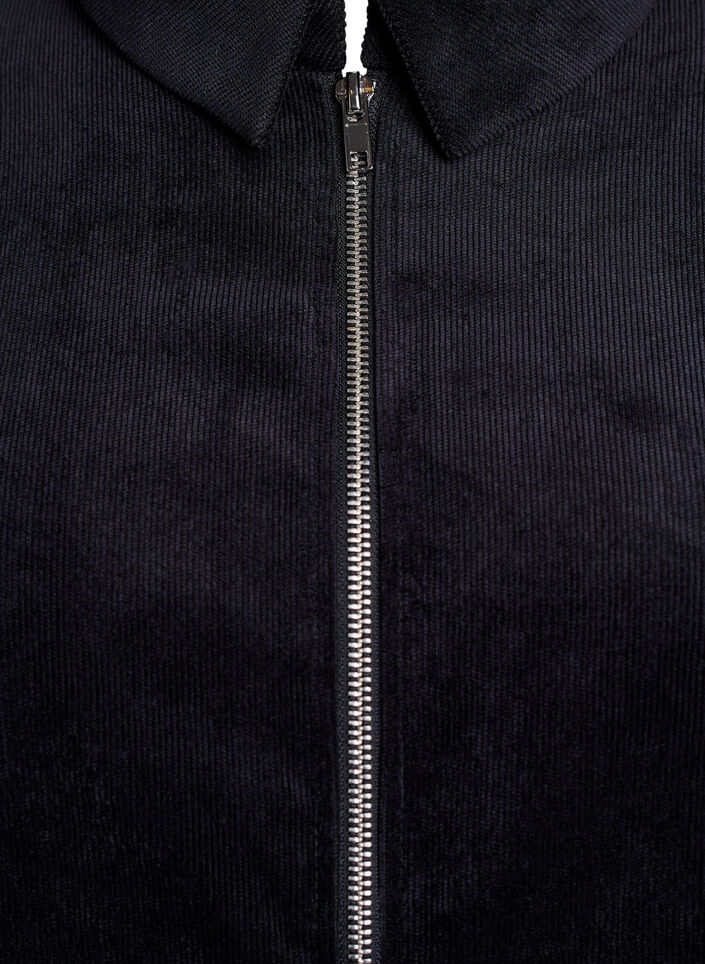 Samettimekko vetoketjulla ja 3/4-pituisilla hihoilla, Musta, Packshot image number 2