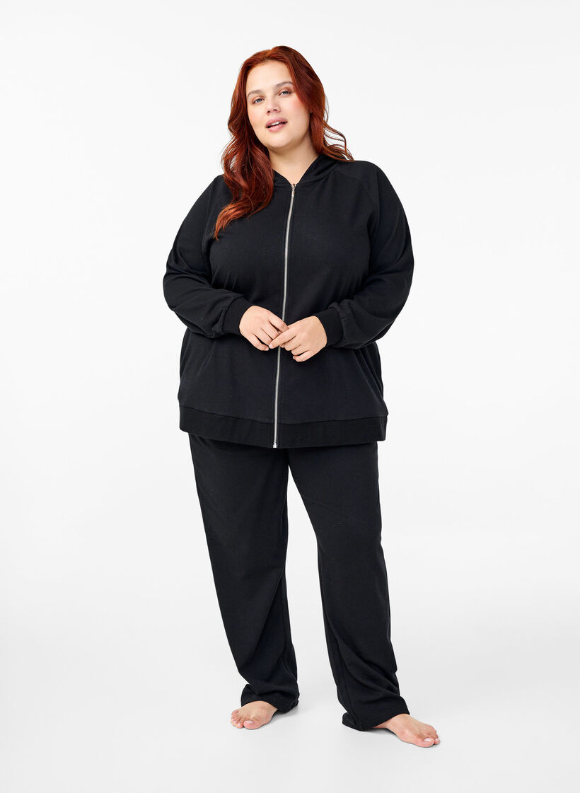 Collegetakki, jossa on huppu ja taskut, Musta, Model image number 1