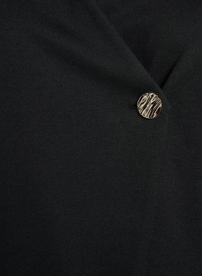 Pusero, jossa ep&auml;symmetrinen kietaisuefekti ja lyhyet hihat, Musta, Packshot image number 2