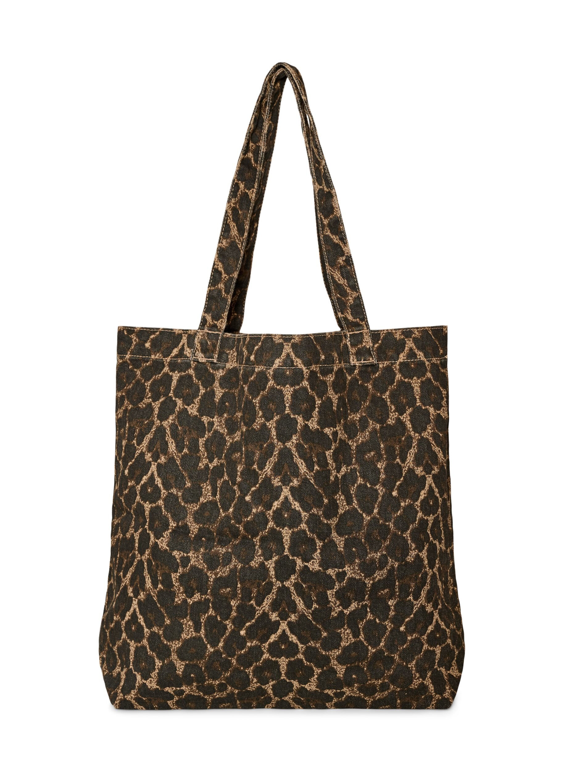 ZizziDeniminen shopper-kassi leopardikuvioilla, Ruskea, Packshot image number 1
