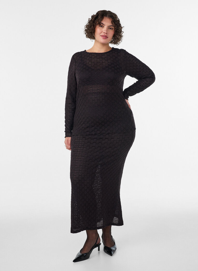 Pusero reik&auml;kuviolla ja pitkill&auml; hihoilla, Musta, Model image number 1
