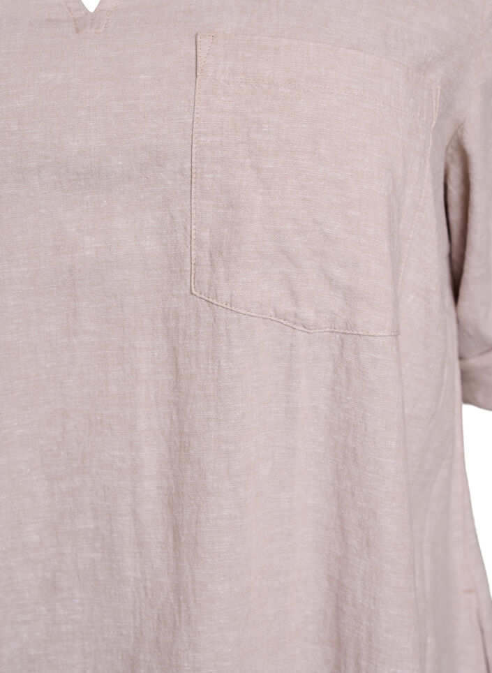 A-mallinen tunika pellavaa ja viskoosia, Beige, Packshot image number 2