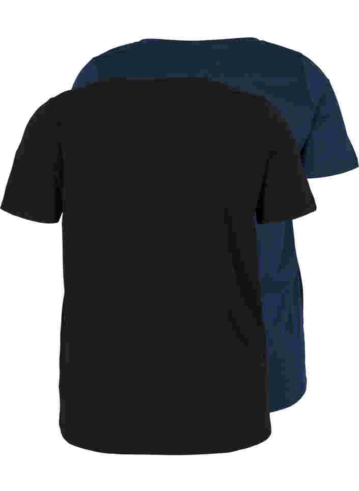 2 perus t-paitaa puuvillasta, Black/Navy B, Packshot image number 1