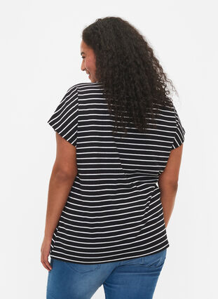 Raidallinen t-paita puuvillaa, Black W. Stripe, Model image number 1