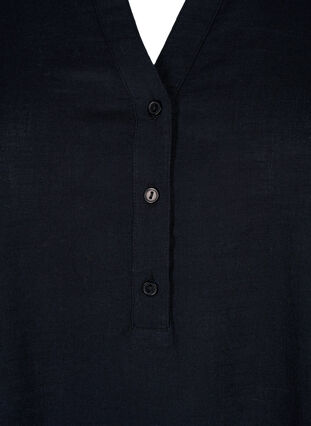 Puuvillainen paitapusero V-kaula-aukolla, Black, Packshot image number 2
