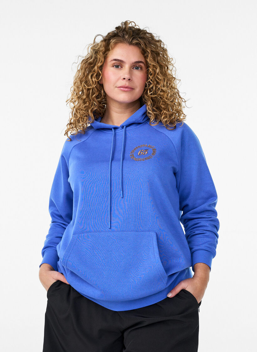 Huppari kirjailulla etumotiivilla, Sininen, Model image number 0