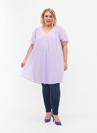 Väljä mekko lyhyillä hihoilla, Purple Heather, Model image number 2
